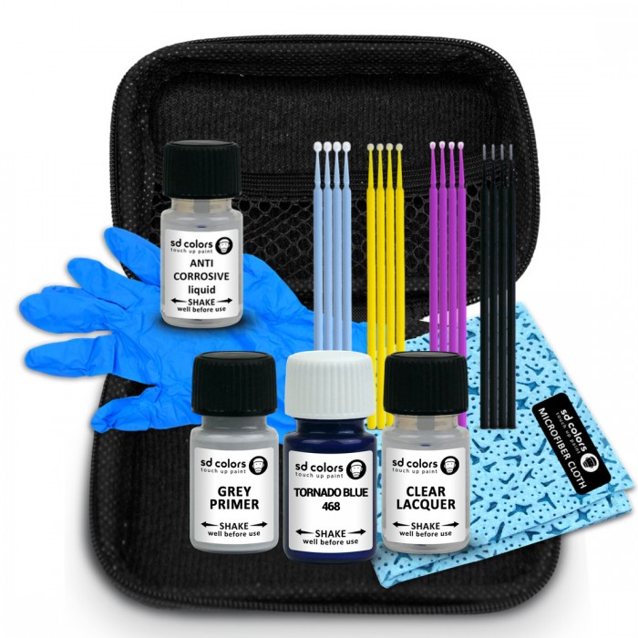 SD COLORS TOUCH UP PAINT KIT CARE  TORNADO BLUE 468 сompatible with FIAT Small Edition Set