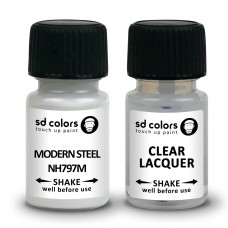SD COLORS MODERN STEEL NH797M сompatible HONDA New Touch Up Paint 8ML REPAIR SCRATCH CHIP BRUSH COLOR CODE NH797M MODERN STEEL (PAINT+LACQUER)
