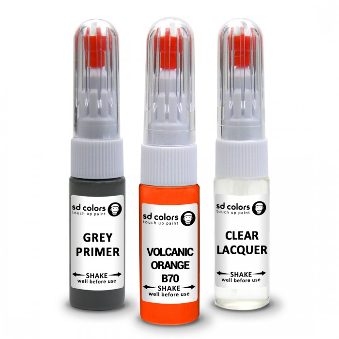 SD COLORS VOLCANIC ORANGE B70 сompatible BMW New Touch Up Paint Pen REPAIR KIT 7ML SCRATCH CHIP BRUSH COLOR CODE B70 VOLCANIC ORANGE (PAINT+PRIMER+LACQUER)