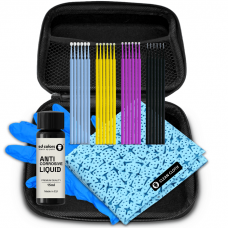 SD COLORS  15ml ANTI CORROSIVE liquid 24 pieces STICKS SWABS Clean Cloth Disposable Nitrile Gloves  box case  zipper   Kit Big